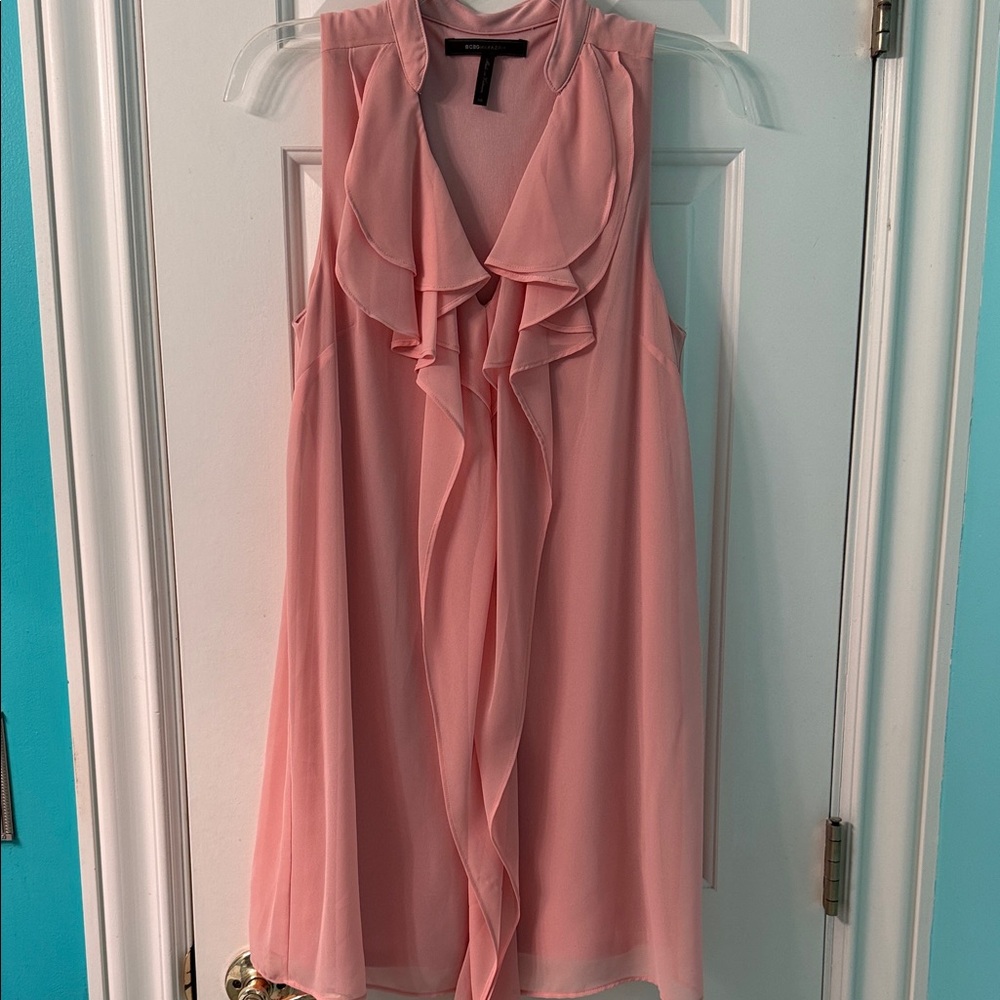 BCBG Maxazria Pink Sleeveless Ruffle Dress